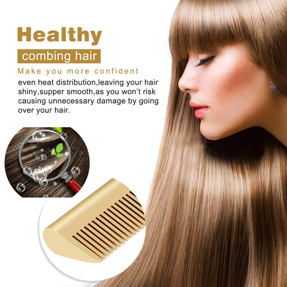 Peigne chauffant multifonctionnel, lisseur, pour perruques, Anti-brûlure, outil de lissage, pour cheveux secs et humides
