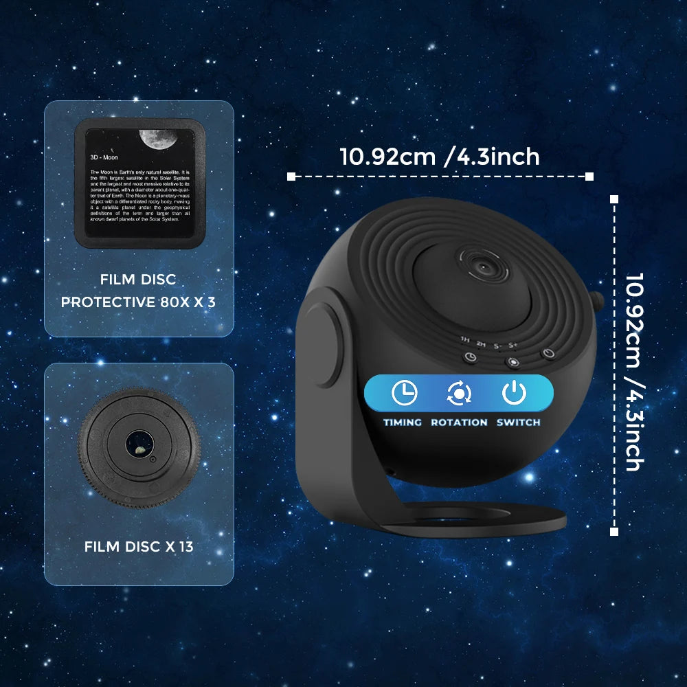 Projecteur d'étoiles, projecteur de galaxie planétarium 13 en 1, 360 ° Rotation, conception muette, image HD et synchronisation pour chambre à coucher, anniversaire, décoration de noël